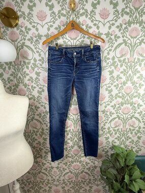 American Eagle Jegging Dark Wash Skinny Stretch Denim - Size - 4 X-Long